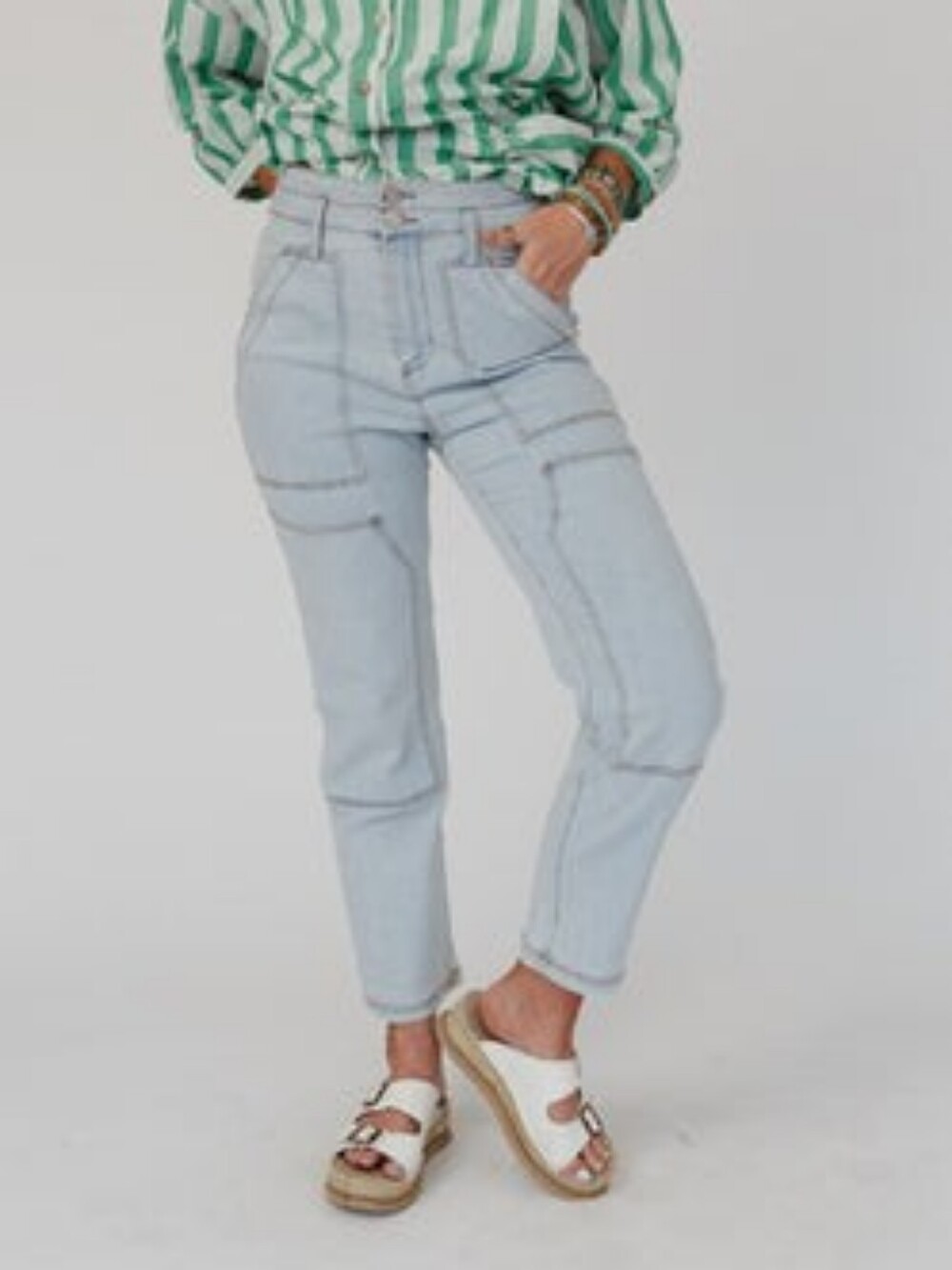 NWT Three Bird Nest Straight Arrow Cargo Jeans Large